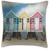 We Love Cushions Blue Yellow Pink Beach Huts Martin Wiscombe Cushions