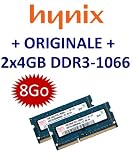 8Go mémoire - Kit double canal HYNIX original 2 x 4 Go 204 broches DDR3-1066 PC3-8500 SO-DIMM (2 x HMT351S6AFR8C-G7) mémoire portable ordinateur DDR3 + Apple MacBook + MacBook Pro + iMac + mac mini (2009/2010)