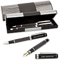 LOGIC-Etui mit SCHREIBSET CARBON M�ANDER 2-teilig Drehkugelschreiber und F�llfederhalter mit Wunsch-Gravur
