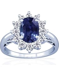 Platinum Cushion Cut Blue Sapphire Ring With Sidestones (GIA Certificate)