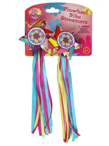 Bike Handlebar Streamers - Kid's Bicycle Pinwheel Streamers - Easy Attachment to Cycle's Handlebars