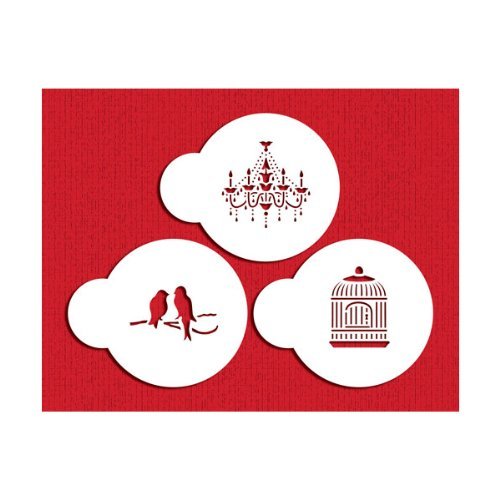 Designer Stencils Love Birds/Chandelier Stencil Set, Mini, Beige/Semi-Transparent