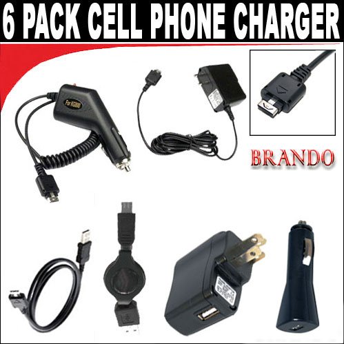 Cell phone charger kit 6 pack ,1 car 1 travel, Your LG KP100,KP500