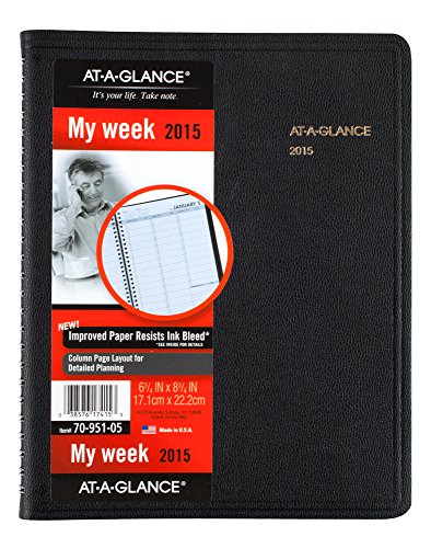 AT-A-GLANCE Weekly Planner 2015, Wirebound, 6.75x 8.75 Inch Page Size, Black (70-951-05)