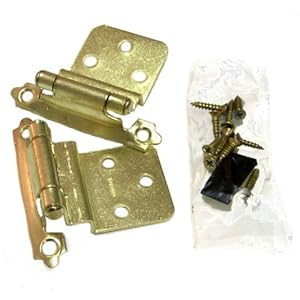 Semi-concealed Cabinet Hinge, self-closing, 3/8" Inset, Polished Brass.