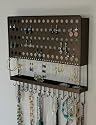 Angelynn's Contemporary Styled Bronze Accessory Angel ~ Wall Mount Multi-Purpose Pierced Earring Holder & Jewelry Organizer ~ Necklace Holder Tree Stand ~ Large Hanging Earring Organizer ~ Jewelry Display Stand ~ Jewelry Caddy Rack ~ Earring Tree Storage Rack & Long Necklace Holder (AAM-TB)