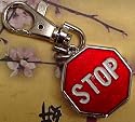 Stop Sign Watch w / Keychain Clip Pocket Watch Red
