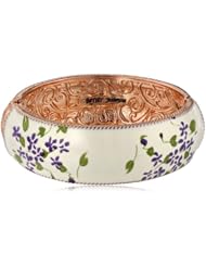 Betsey Johnson "Vintage Bows" Floral Printed Hinged Bangle Bracelet, 8"