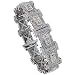 14k White Gold Large Bar Link 8.5 in. Men\'s Bracelet, w/ 5.50 Carats Brilliant Cut & Invisible Set Diamonds, 11/16 in. (17mm) wide
