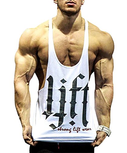 SLSY Men's Gym Tank Top Power Lift Y Back Workout Bodybuilding Stringer Tanks