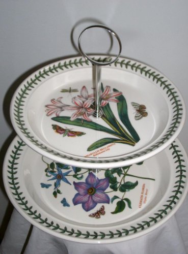 Portmeirion Bespoke 2 Tier Botanic Garden Cake Stand - Clematis and Belladonna Lily