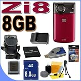 Kodak Zi8 Pocket Video Camera (Raspberry) 8GB Battery
