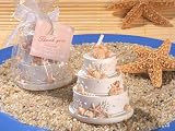 Beach Theme Scented Wedding Cake Candle - Baby Shower Gifts & Wedding Favors