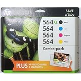 HP 564XL/564 High-Yield Black and Standard C/M/Y Color Ink Cartridges w/Media Value Kit, Combo 4-Pack