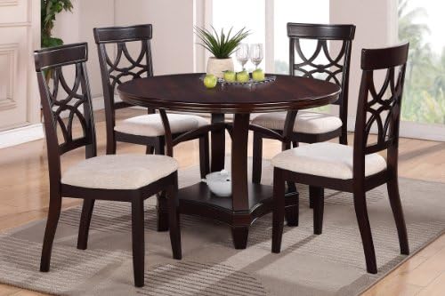 Rochelle 5 piece Espresso Round Dining Table Set