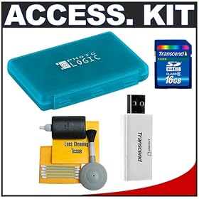 Transcend 16GB HC SecureDigital (SDHC) Memory Card with USB 2.0 Card Reader + Universal Memory Card Case + 5-Piece Cleaning Kit