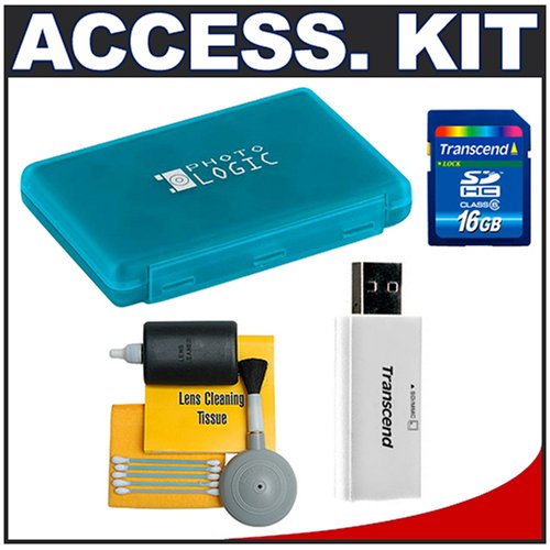 Childrens Toyshop  Electronics : Transcend 16GB HC SecureDigital (SDHC) Memory Card with USB 2.0 Card Reader + Universal Memory Card Case + 5-Piece Cleaning Kit