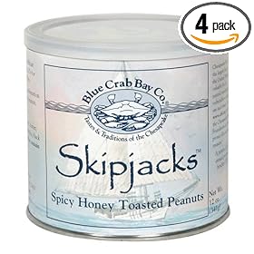Blue Crab Bay Co. Skipjacks, Spicy Honey Toasted Peanuts, 12-Ounce Cans (Pack of 4) by Blue Crab Bay Co.