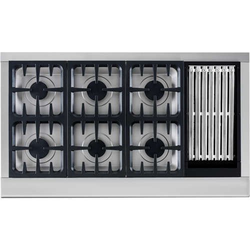 Discount 48 Gas Cooktop with Grill Stainless Steel Liquid At low price