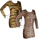 Animal Tiger/Leopard Print Bodycon Mini Dress Long Sleeve Top Womens Size 8-14