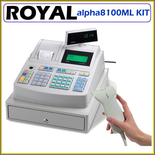 Royal alpha8100ML Electronic Cash Register 200 Departments 3000 Price Look-ups and Clerk ID System with PS700 USB Bar Code Scanner