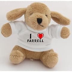Pl�sch H�ndchen Schl�sselhalter mit T-shirt mit Aufschrift Ich liebe Farrell