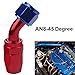 Dewhel AN 4 6 8 10 12 Straight 45 90 180 Degree Swivel Oil Fuel Line Hose End Fitting Aluminum Size AN8 45 Degree