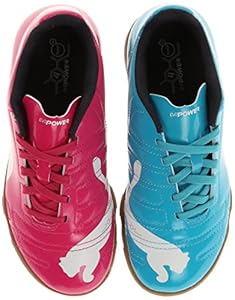 PUMA Evopower 4 Indoor JR Soccer Shoe (Little Kid/Big Kid),Beetroot Purple/Bluebird/White,6 M US Big Kid