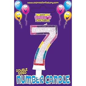 Birthday cake number candles - 7 birthday cake number candle  - mixed colour