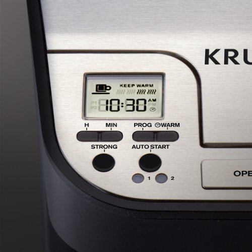 KRUPS KM9008 Cup on Request Programmable 12-Cup Coffee Maker with removable build-in Stainless Steel Coffee Tank, Black
