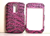 Hot Pink with Black Zebra Blackberry 9000 Bold Sparkling Luxury Rhinestones Full Diamond Bling Snap on Cell Phone Case