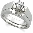 14K White Gold Solitaire Style Wedding Set - 0.50 Ct.