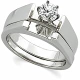 14K White Gold Solitaire Style Wedding Set - 0.50 Ct.