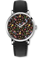 SPRAWL Aanalog Fashion Series Silver Ladies Watches of Genuine Black Leather Strap,Unique Wrist Watch for Women Girls Designed with cute dolls