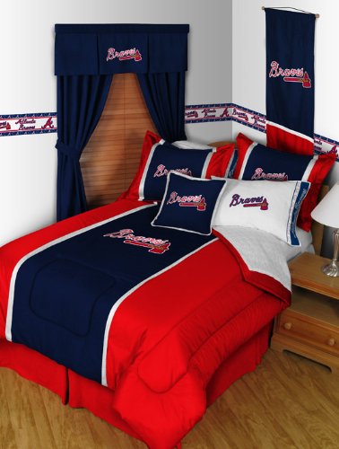 Atlanta Braves MVP Bedding Set-Twin-includes comforter, sheet set, 1 sham, bedskirt, 1 pillow
