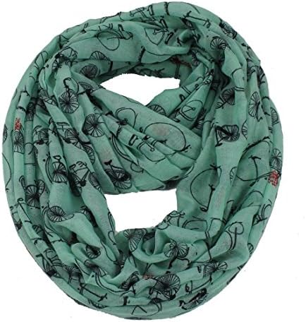Nexxgen Fashion Infinity Circle Scarfs for Women- 40 Styles Animal Print American Flag (Bicycle- Seafoam)