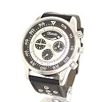 Mens DECORATIVE Sub Dial Cuff Leather Like Analog Watch