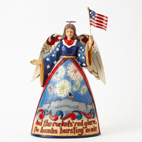 Jim Shore for Enesco Heartwood Creek Angel with Fireworks Scene Figurine, 10.5-Inch