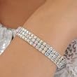 Pretty 3 Row Stretch Bracelet Aurora Borealis AB Crystal Day or Evening Wear