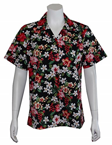 Sale: Women's Hibiscus Plumeria Floral Hawaiian Camp Shirt Made in Hawaii