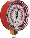 Yellow Jacket 49137 3-1/8" Red Pressure, 0-800 psi, R-22/404A/410A Gauge degrees F