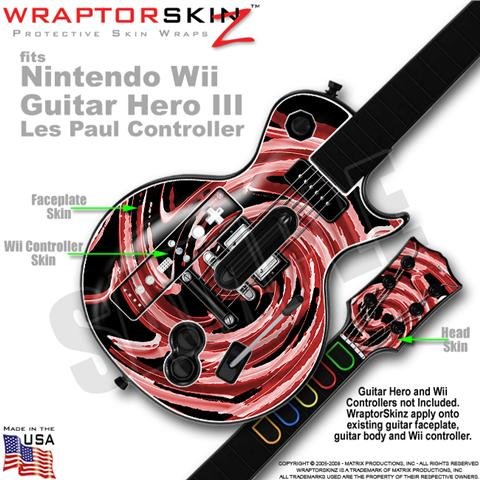 Alecias Swirl 02 Red Skin by WraptorSkinz TM fits Nintendo Wii Guitar Hero III (3) Les Paul Controller (GUITAR NOT INCLUDED)