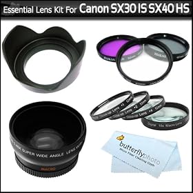 Essential Lens Kit For The Canon SX30IS SX30 IS SX40HS SX40 HS Digital Camera Includes HD... by Butterfly