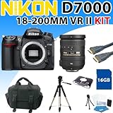 Nikon D7000 D-7000 Digital SLR Camera with Nikon Af-s Dx Nikkor 18-200mm F/3.5-5.6g Ed Vr Ii Zoom Lens and Premium 16gb Deluxe Kit