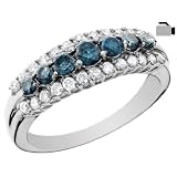 1.0 Carat Blue and White Diamond Ring in White Gold