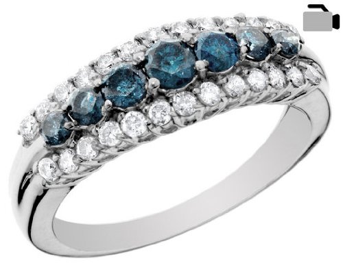 1.0 Carat Blue and White Diamond Ring in White Gold