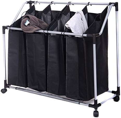 Laundry Sorter Hamper Clothes 4-Bag Storage Basket Bin Organizer Washing Bag