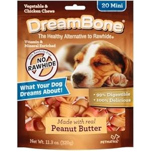 Dreambone Real Peanut Butter Flavored Vegetable & Chicken Dog Chew Treats (Rawhide Free) 11oz-12oz Bag (Pack of 3 Bags) Select Treat Size Below Dreambone Real Peanut Butter Flavored Vegetable & Chicken Dog Chew Treats (Rawhide Free) 11oz-12oz Bag (Pack of 3 Bags) Select Treat Size Below