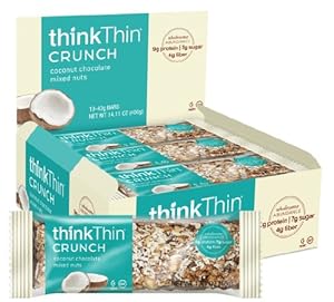 Thinkthin Crunch Coconut Chocolate Mixed Nut, Gluten Free, 1.41-Ounce Bars (Pack of 10)