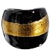 Handmade Striped Black Gold Bold Glass Ring